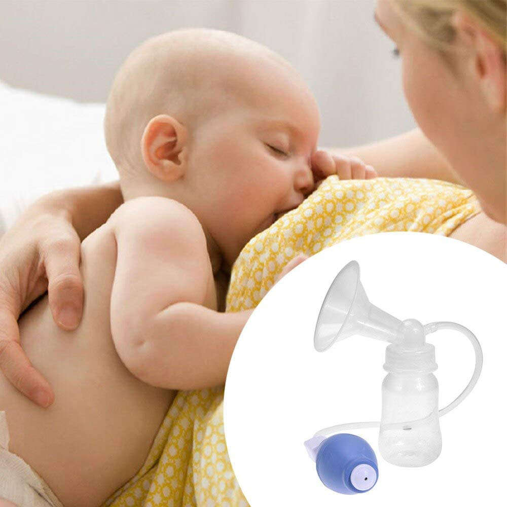 Multifunction 120ml Manual Feeding Breast Pump with Lid - Blue