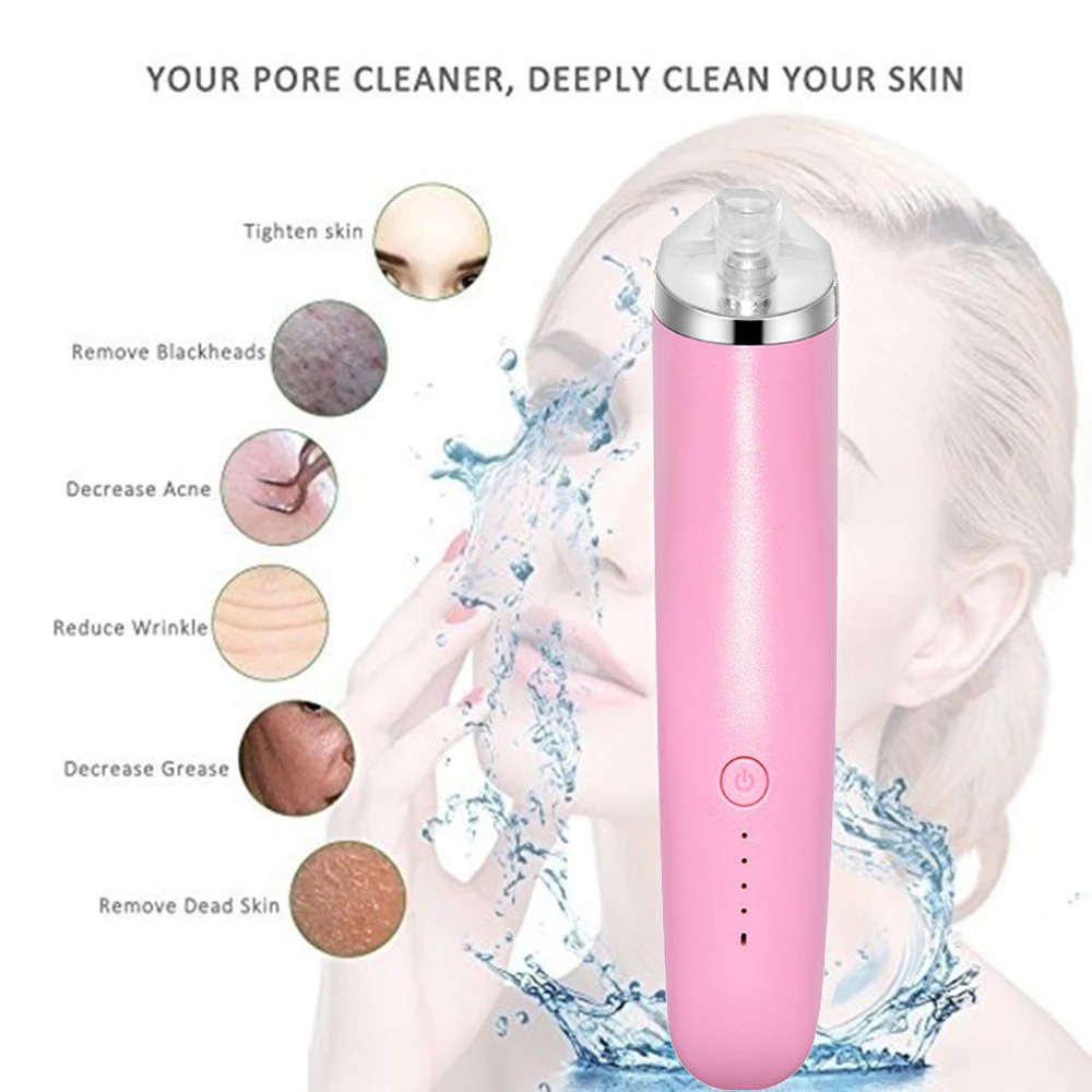 Electric Pore Vacuum Acne Comedone Extractor Kit with 4 Levels - Pink