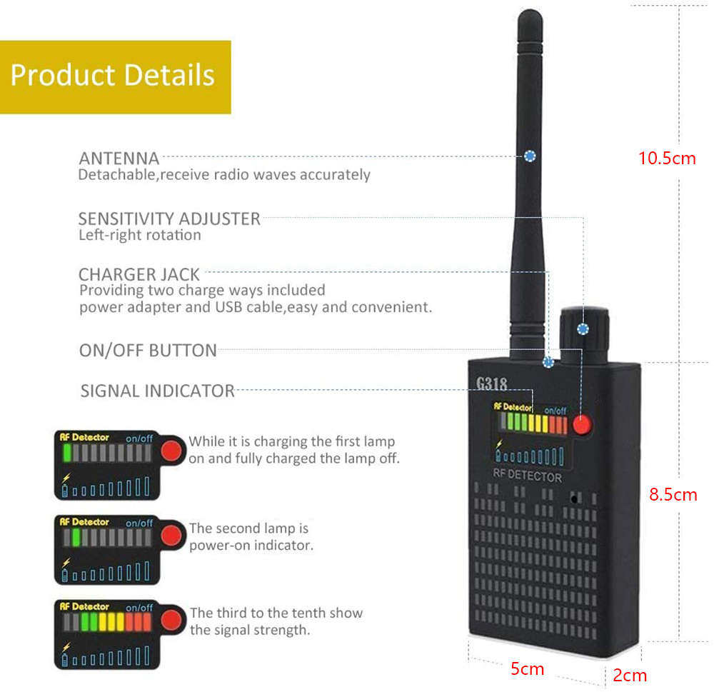 Anti Wireless Camera Detector Gps Rf Mobile Phone Signal Detector