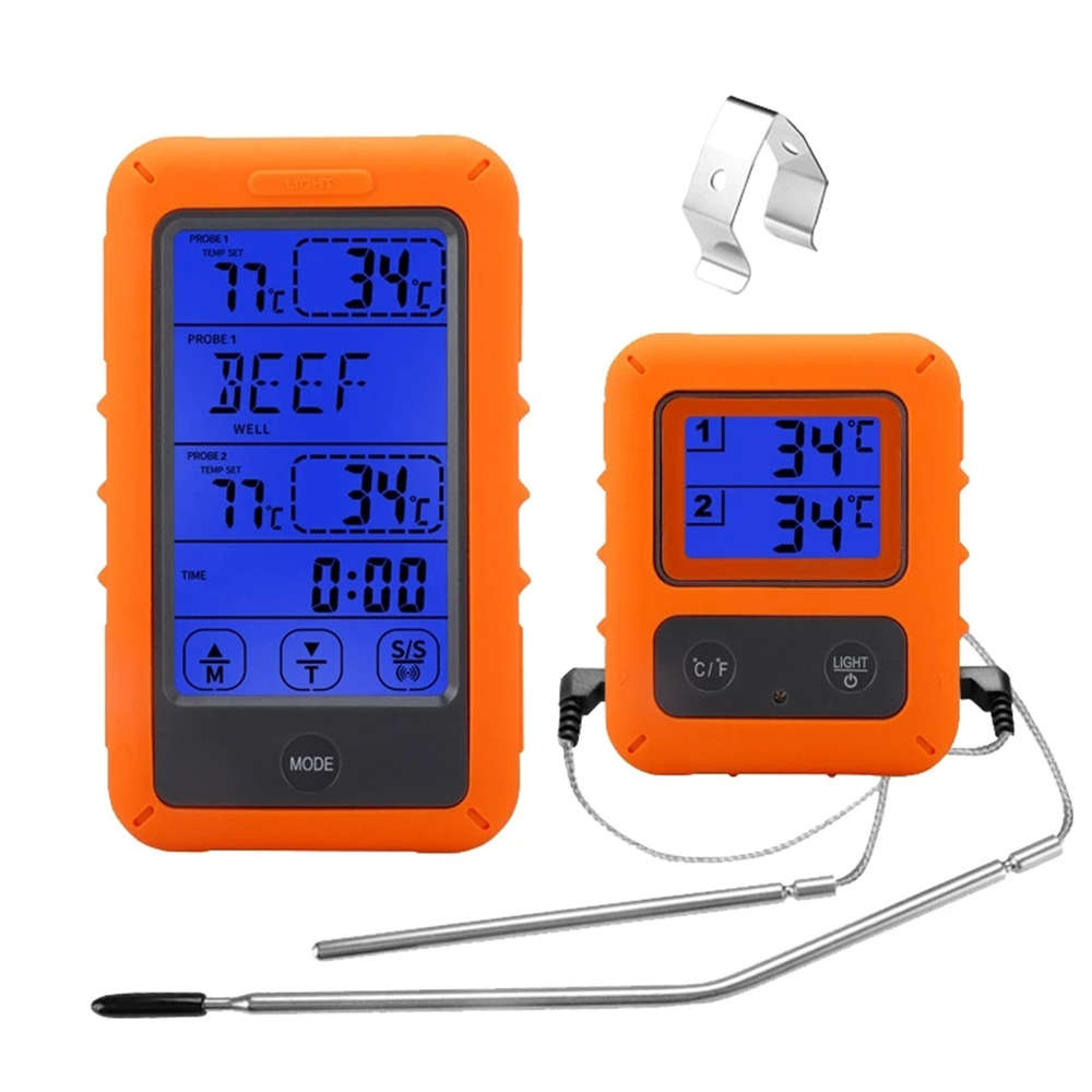 Dual Probe Wireless Digital BBQ Thermometer With Timer & Touch Screen