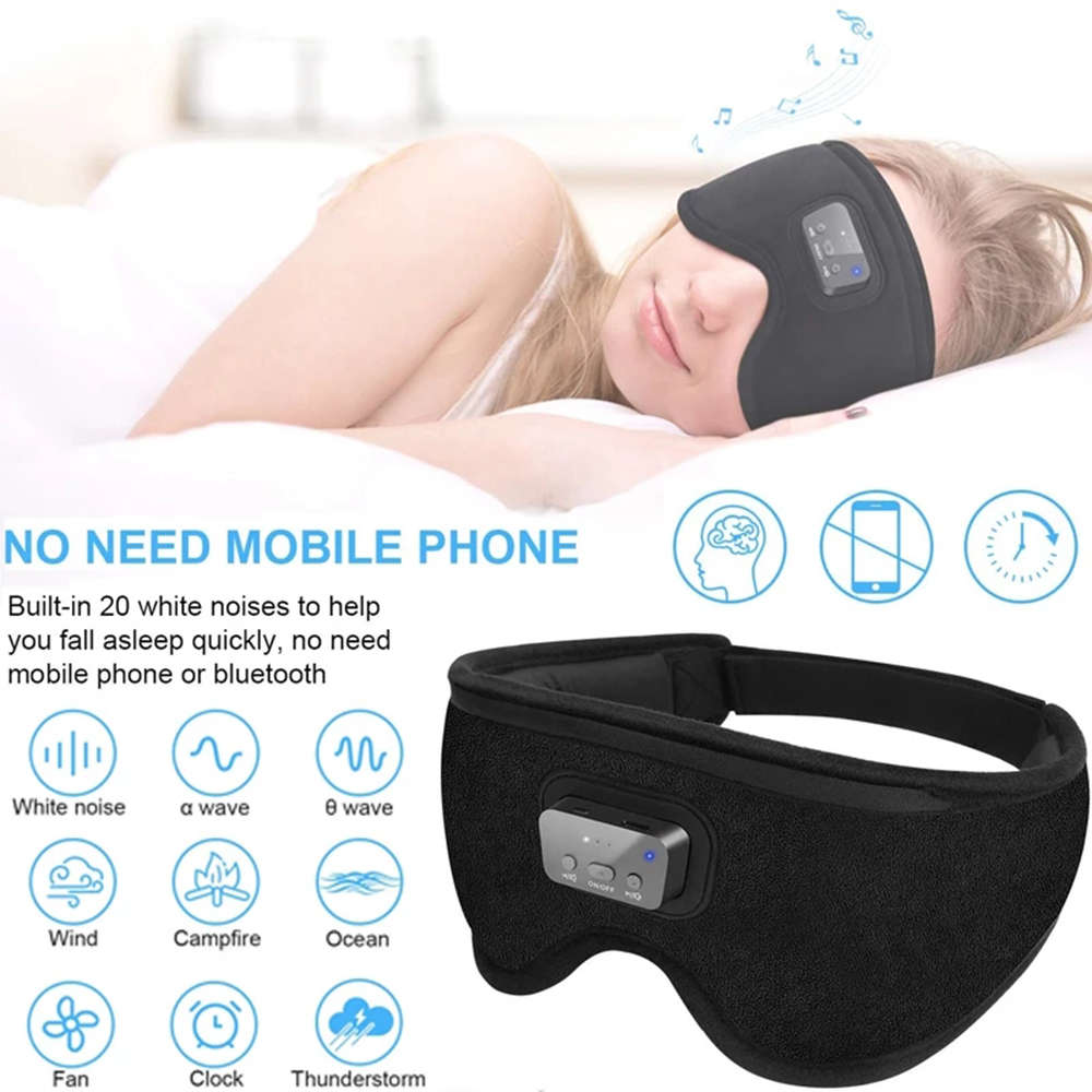 Travel 3D Sleep Headphones Eye Mask with 20 Soothing White Noise Sound