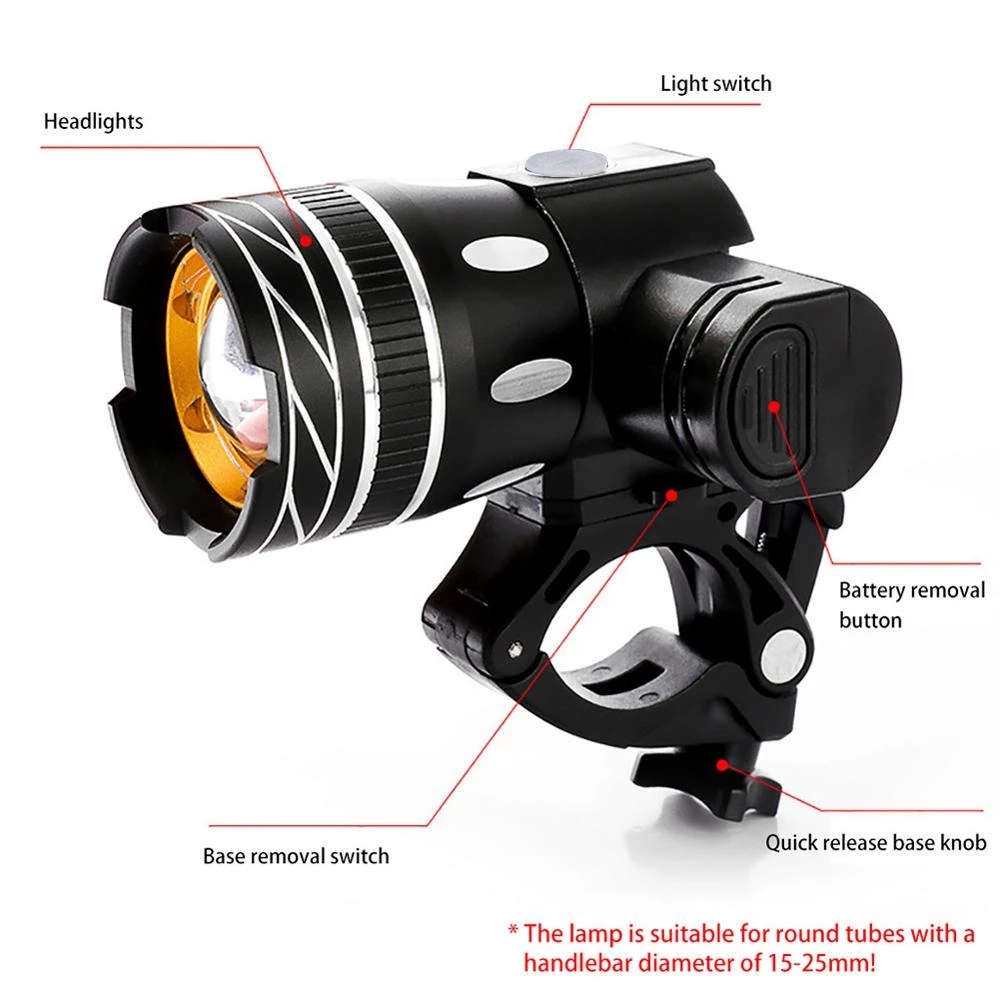 Adjustable 3 Modes Non-slip Focus Design Highlight LED Bicycle Headlight