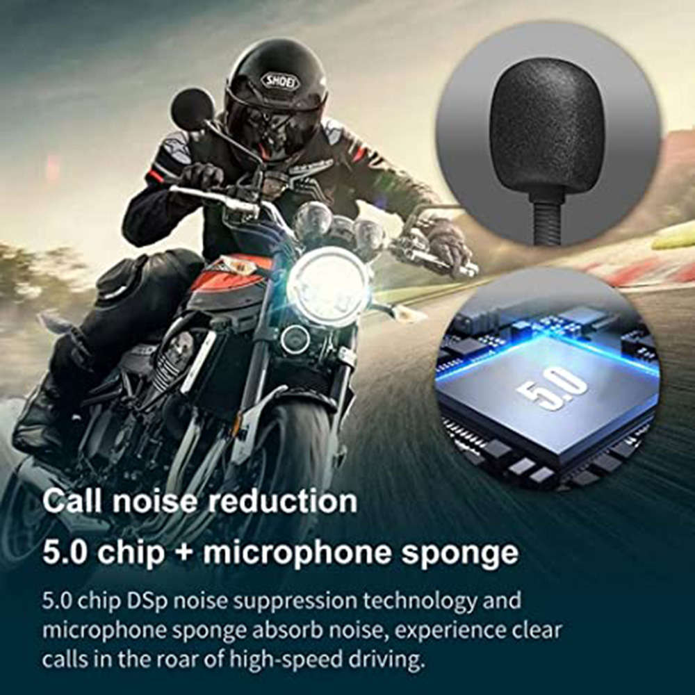 Bluetooth 5.0 Sports Motorcycle Helmet Headset for Handsfree/Music/FM Radio