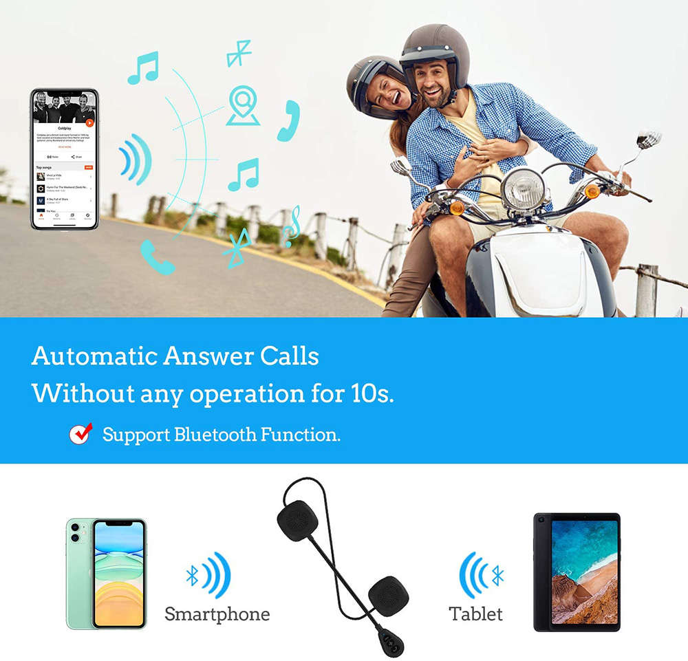 Ultra-thin Bluetooth 5.0 Motorcycle Helmet Wireless Headset