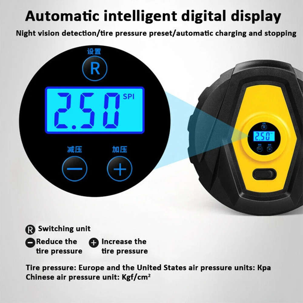 Portable 150PSI Digital Air Compressor Pump Tire Inflator with LED Light