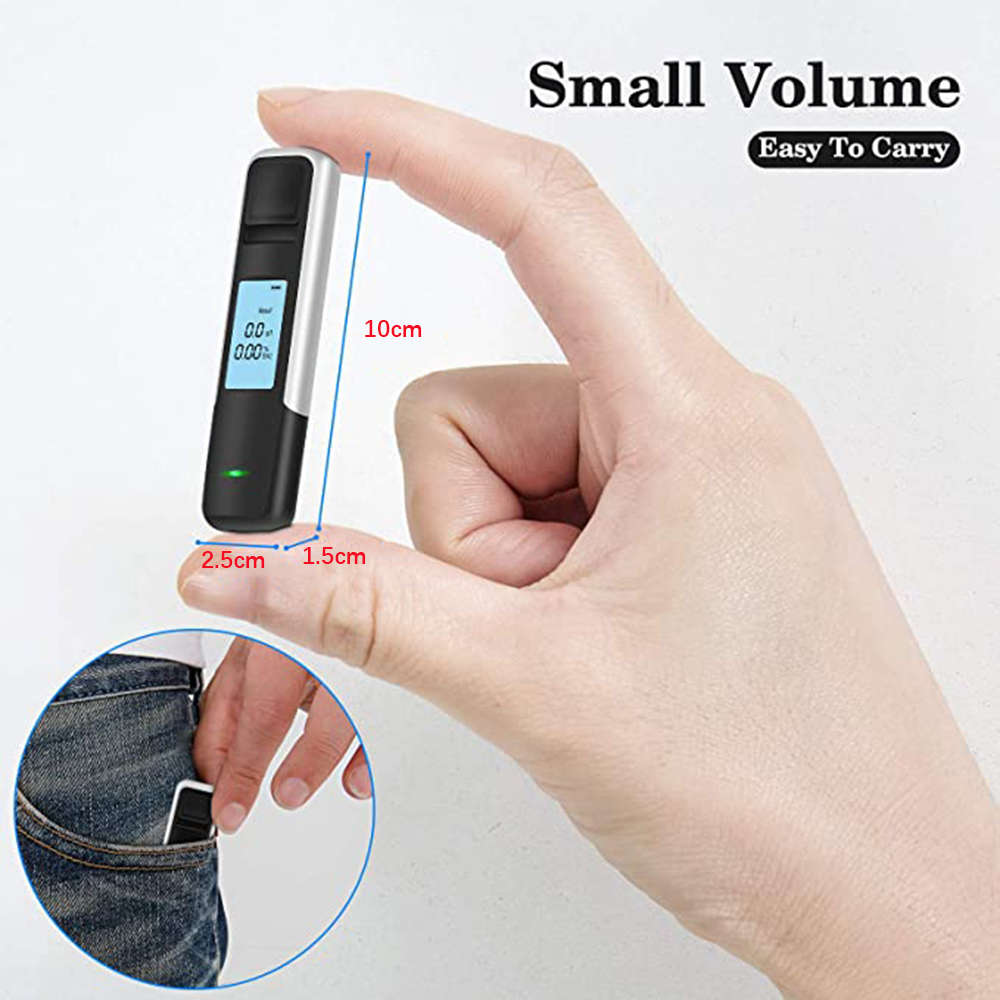 Non-Contact Alcohol Breath Tester With Digital Display Screen - Silver
