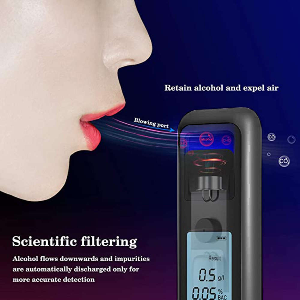 Portable Non-Contact Digital LCD Alcohol Breath Analyzer Tester - Black
