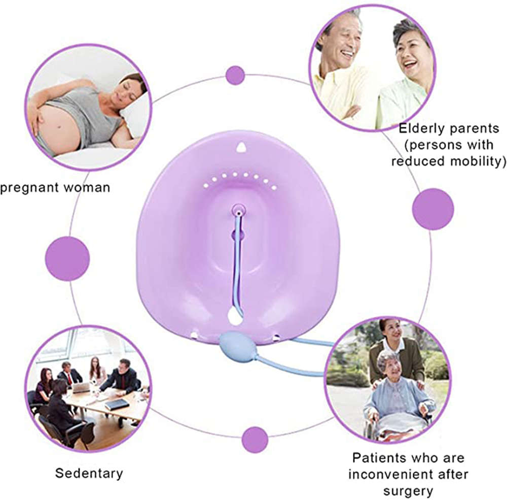 Portable Bidet Sitz Bath with Flusher for Postpartum Nursing Care - Purple