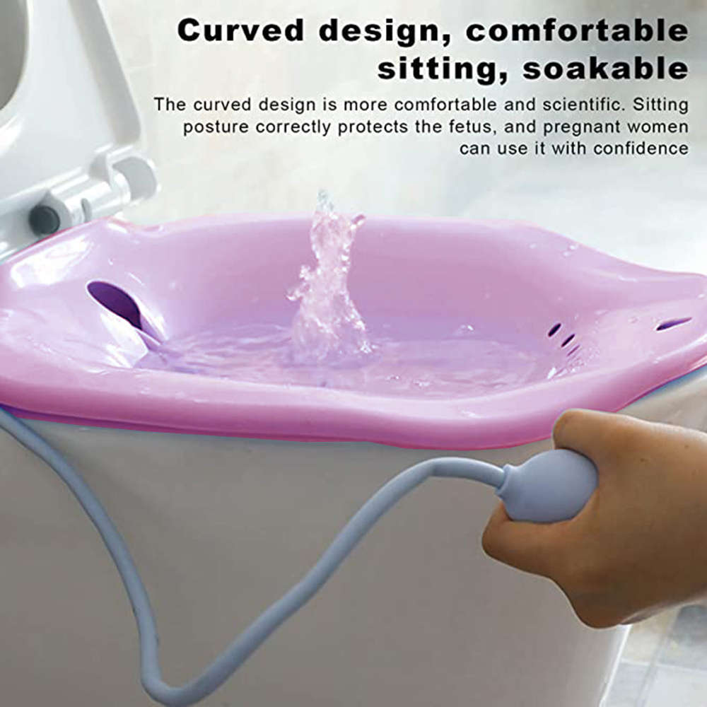 Portable Bidet Sitz Bath with Flusher for Postpartum Nursing Care - Purple