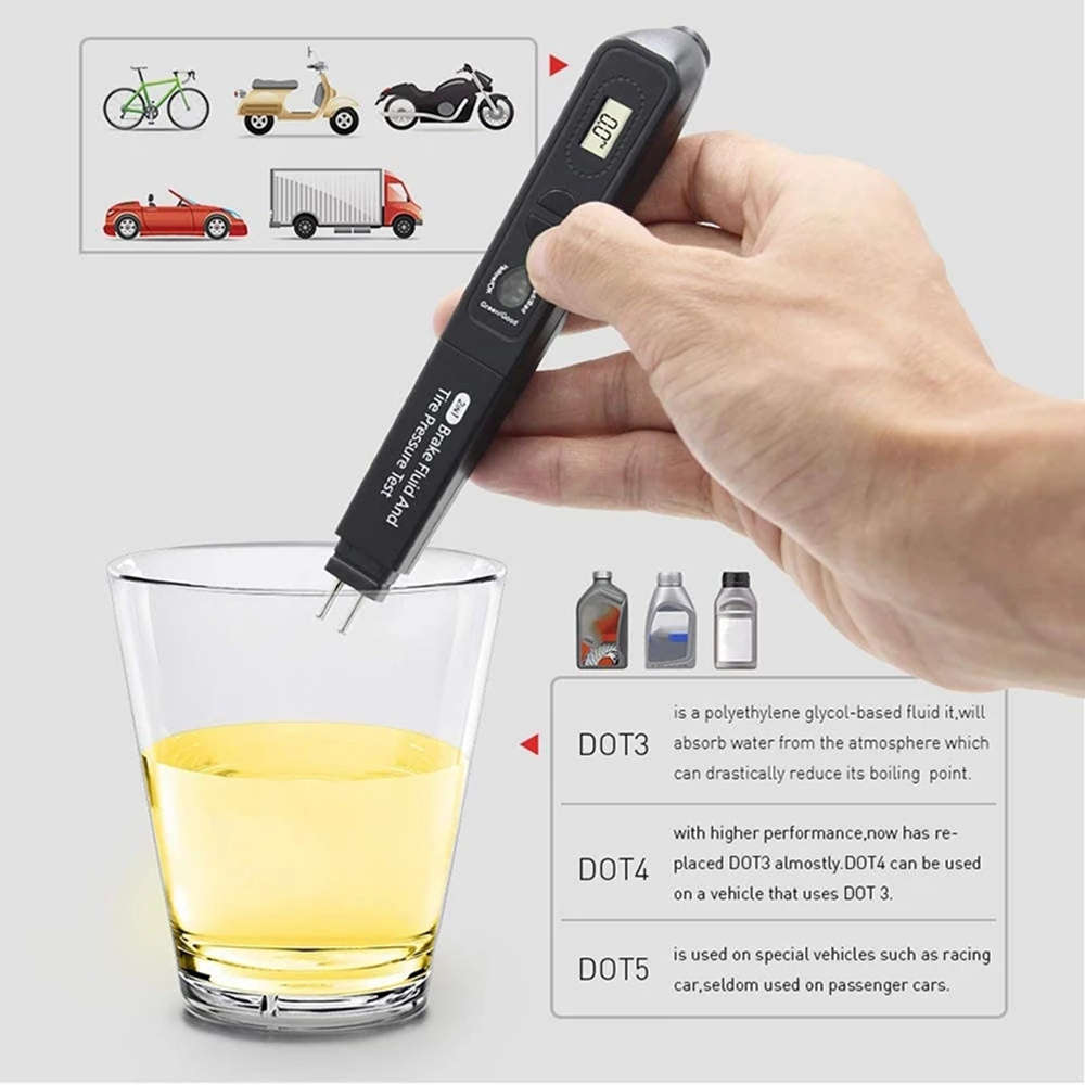 Portable 2 In 1 Digital Auto Brake Fluid and Tire Pressure Tester