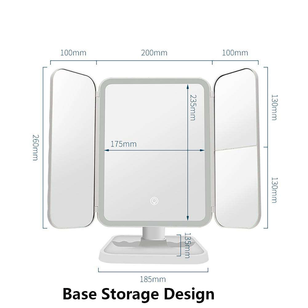 3X Magnifying 3-Color Light Touch LED Vanity Mirror with 52 LED Light