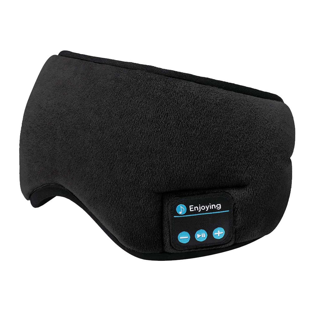 Soft Adjustable Cotton Sleep Music Eyemask with Bluetooth Headphone - Black