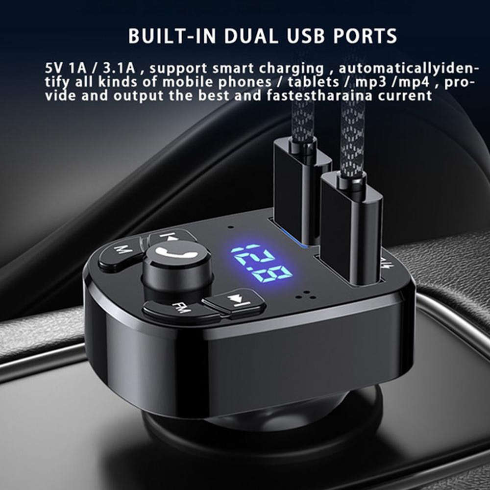 DC 12/24V Bluetooth Version 5.0 FM Transmitter Car Hands-free Player Kit