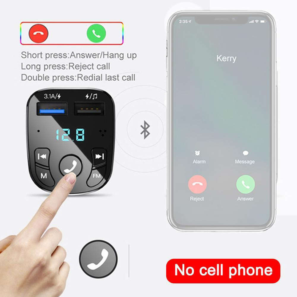 DC 12/24V Bluetooth Version 5.0 FM Transmitter Car Hands-free Player Kit