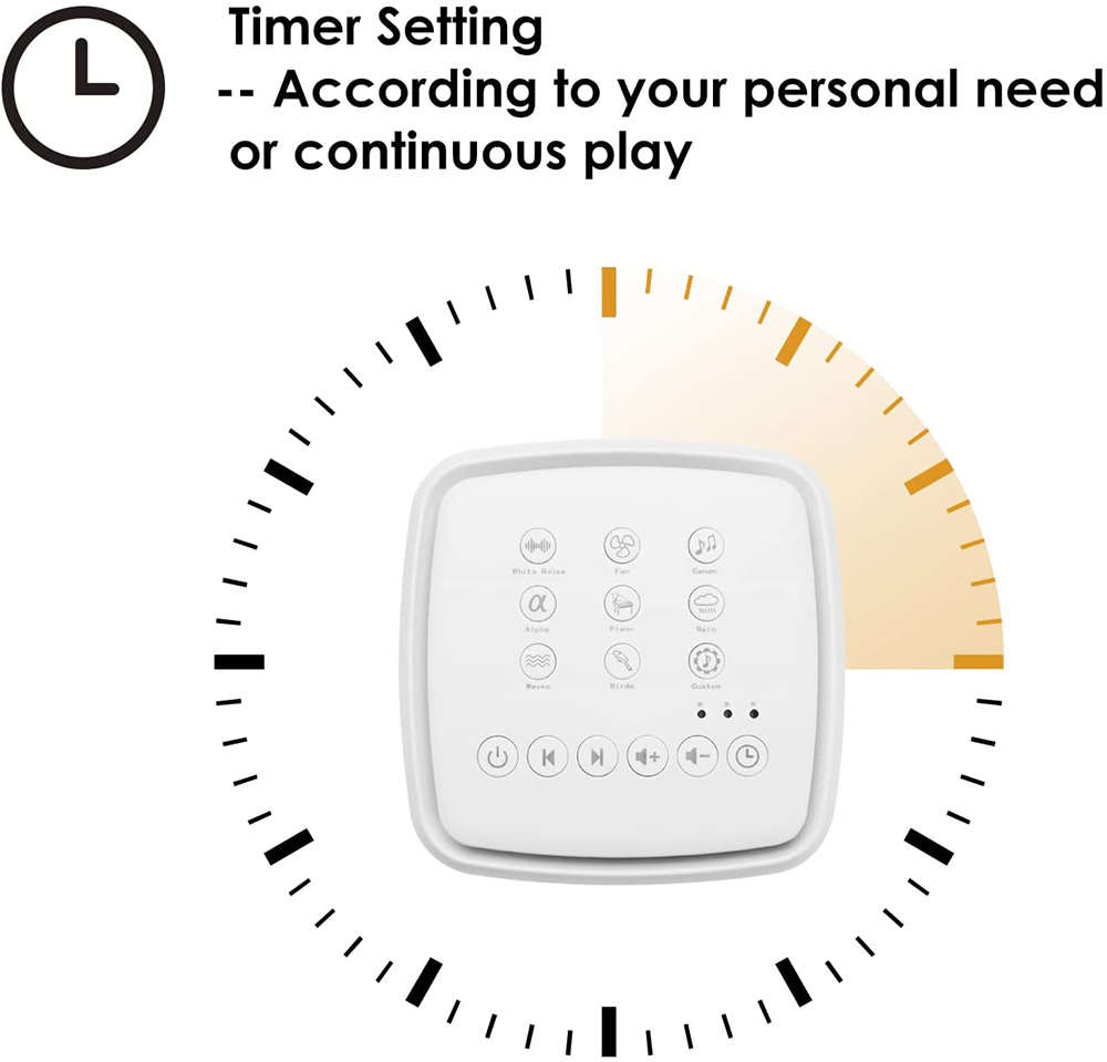 15 Soothing Sound White Noise Sleep Machine with Timer & Night Light