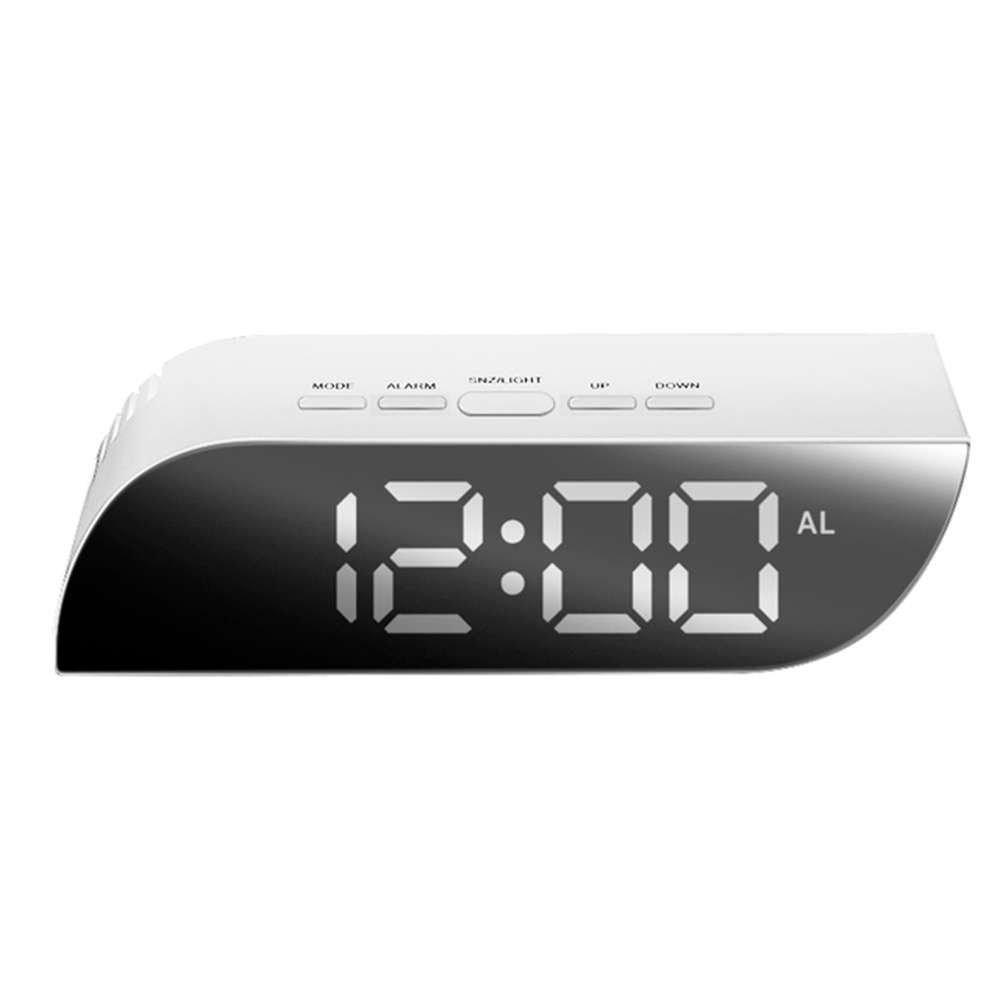 Digital Creative Trapezoidal Shape LED Mirror Alarm Clock - White Font
