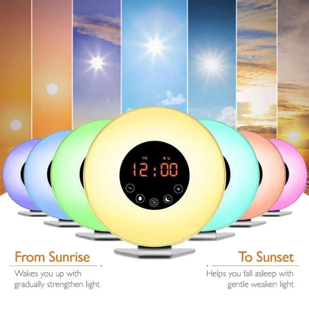 Wake Up Light With Sunrise Sunset Simulation FM Radio Snooze Alarm Clock