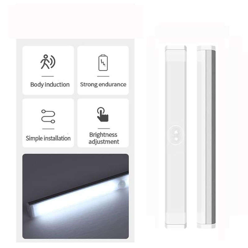 22cm USB Rechargeable Wall Light Motion Sensor Closet Lamp - White Light