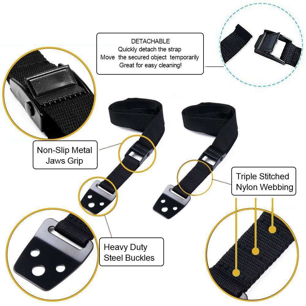 2 Pieces Anti-Tip Furniture & TV Straps Set for Child Safety Baby Proofing