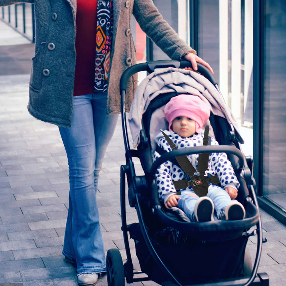 Universal Baby 5 Point Safety Harness Belt For High Chair Stroller - Black