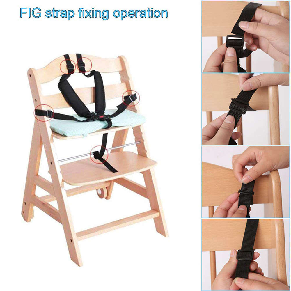 Universal Baby 5 Point Safety Harness Belt For High Chair Stroller - Black