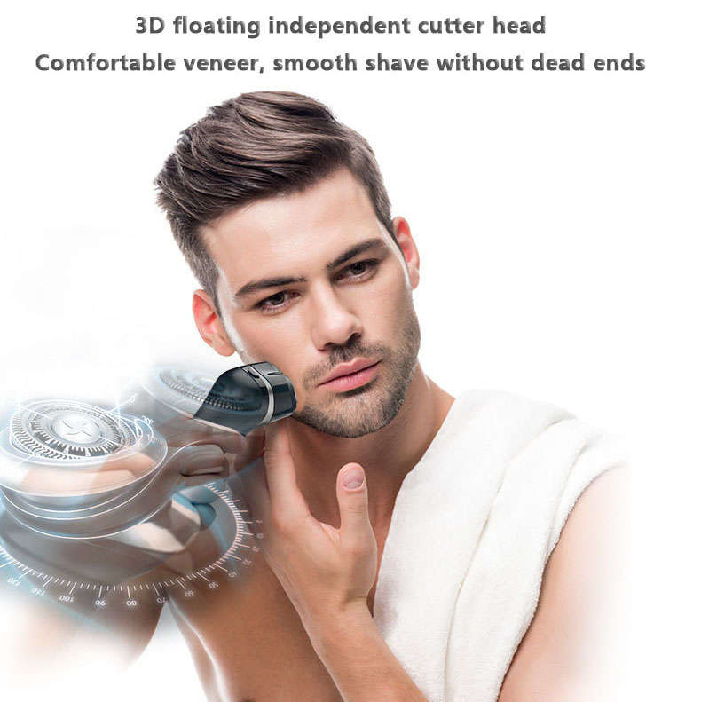 USB Charging Electric Shaver Beard Trimmer With LCD Display for Men - Grey