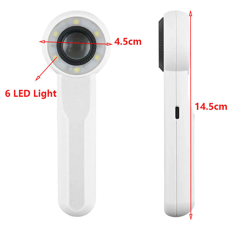 3 Light Levels Touch Switch 30X Handheld Magnifying Glass with 6 LED