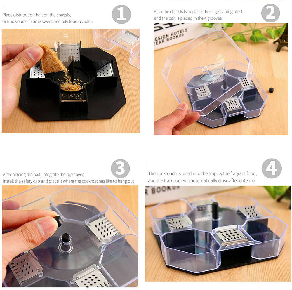 Reusable Household Cockroach Harmless Trap Catcher Box For Home Kitchen