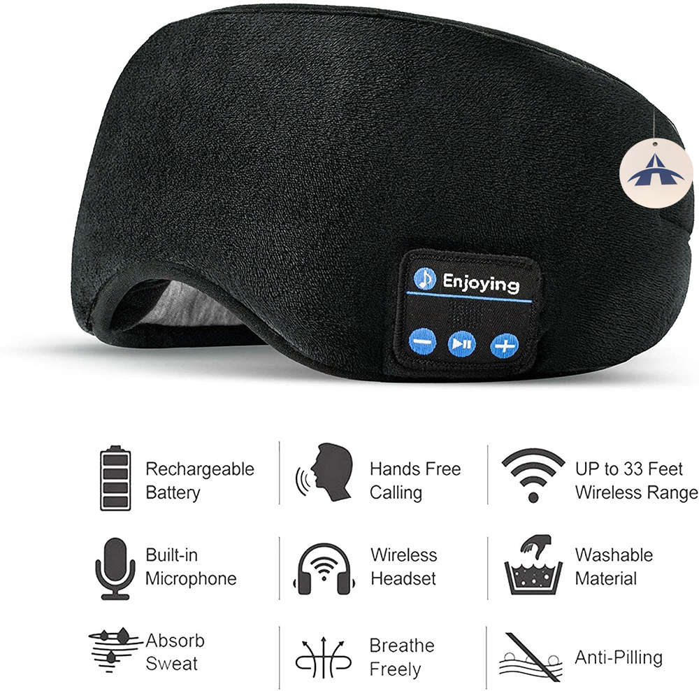 2 in 1 Adjustable Soft Cotton Bluetooth Headphone Sleep Music Eyemask
