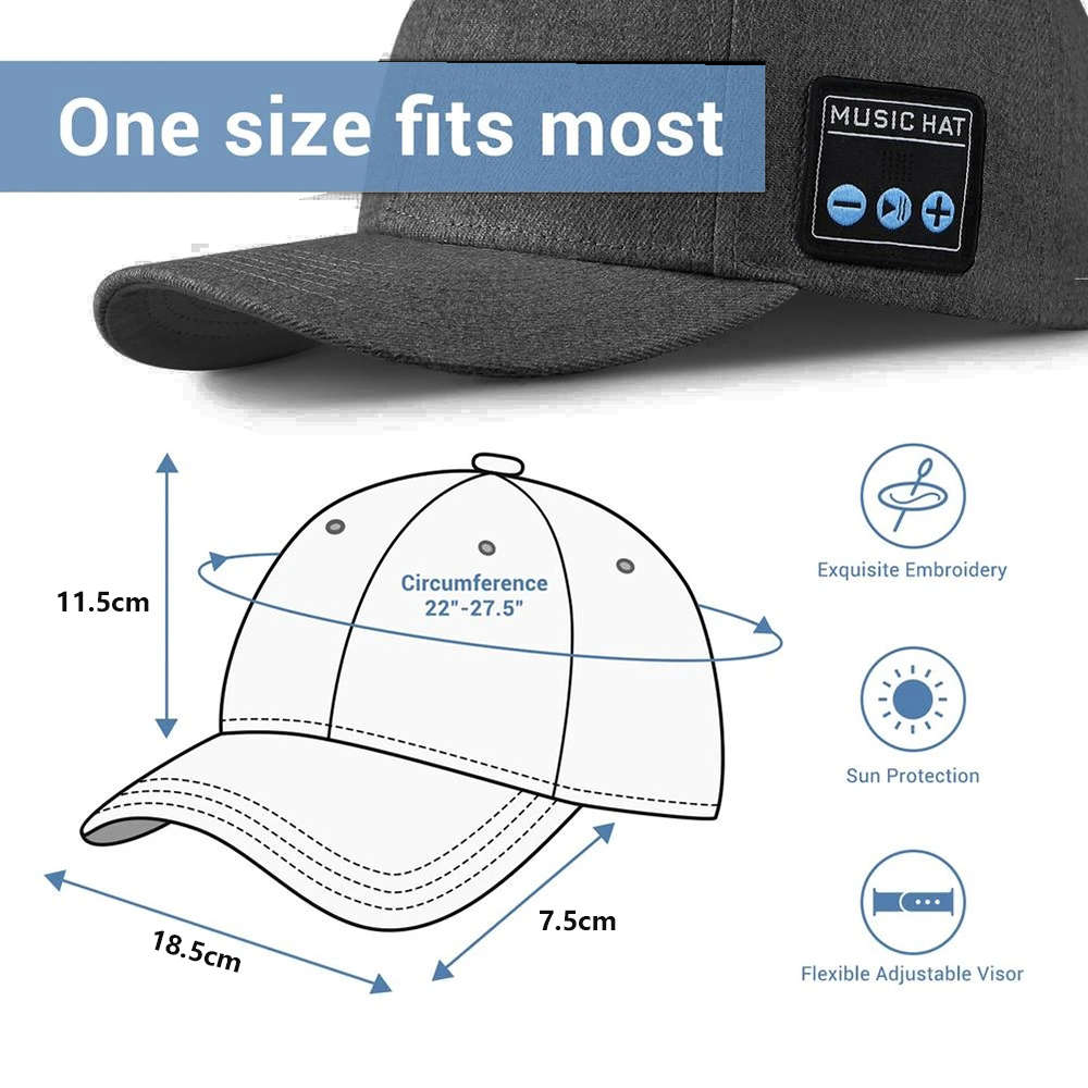 Portable Music Hat with Bluetooth Speaker for Outdoor Sport Baseball