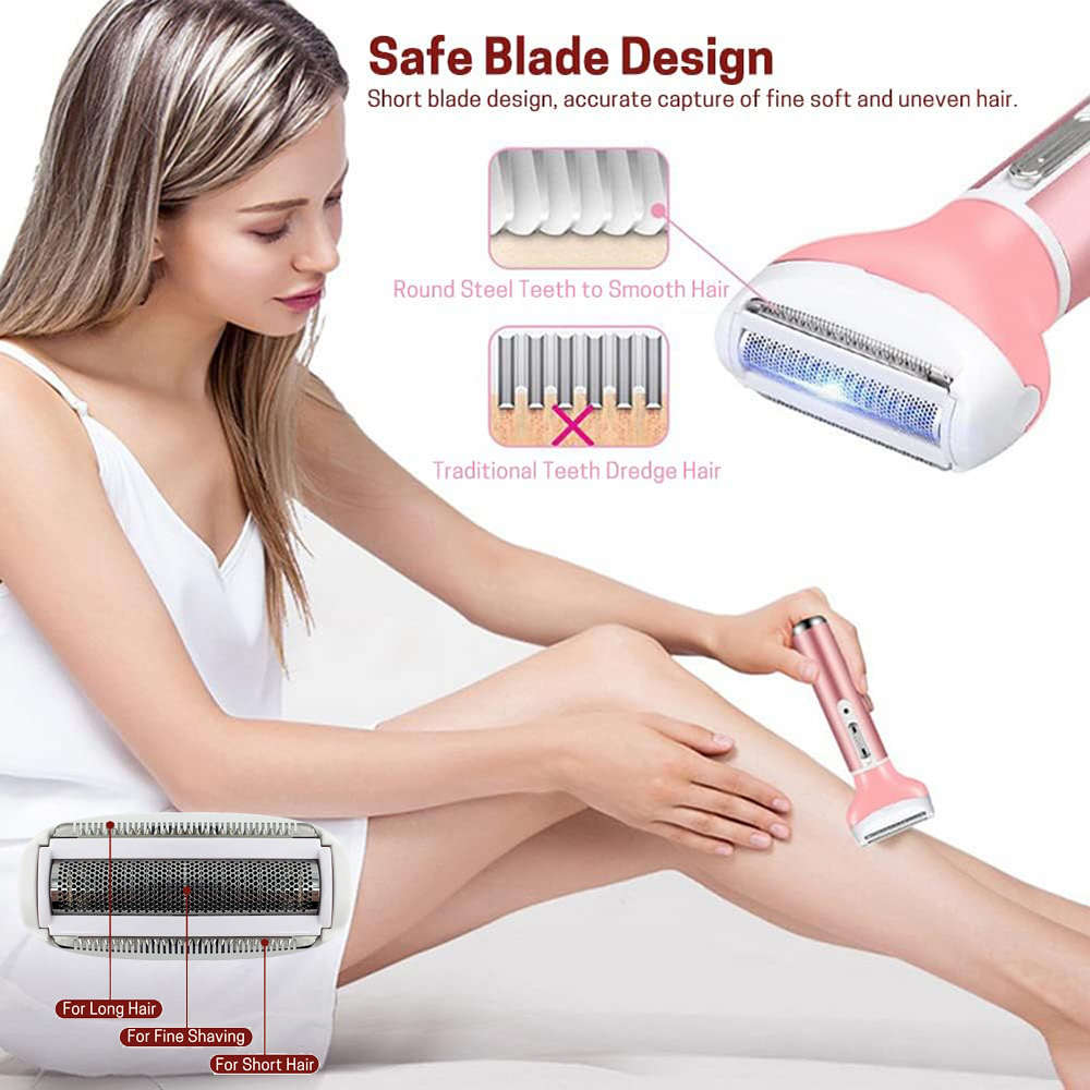 4-in-1 Women's Electric Shaver Set for Eyebrow Face Nose Body Underarm