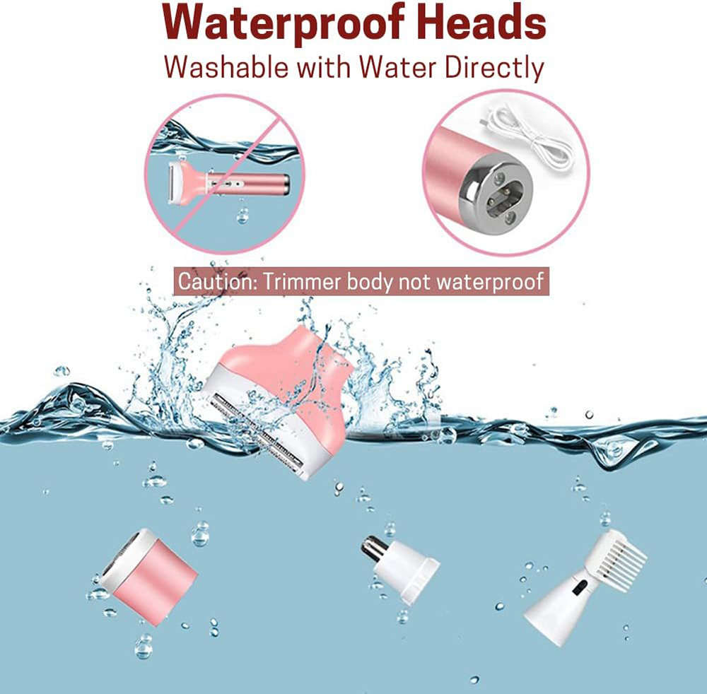 4-in-1 Women's Electric Shaver Set for Eyebrow Face Nose Body Underarm