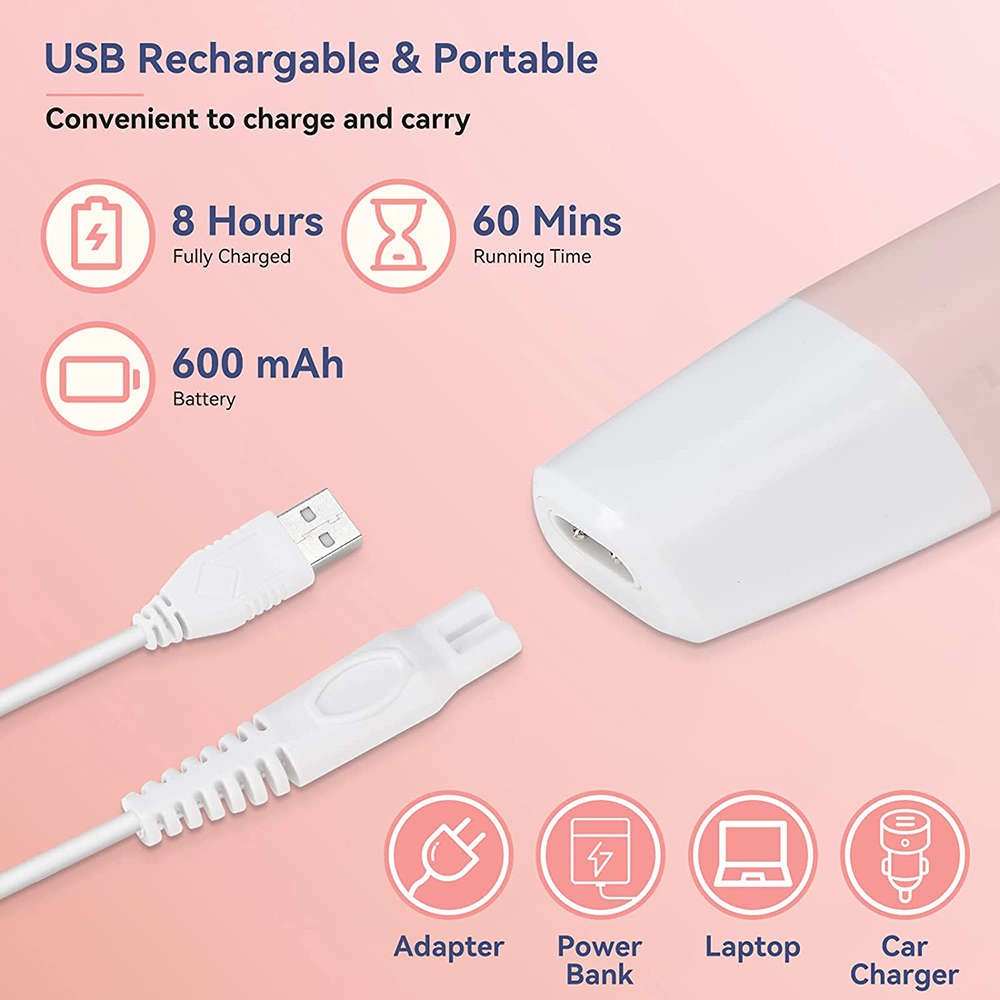 Portable 5 in 1 Wet/Dry Electric Shaver Razor for Face Nose Eyebrow Armpit