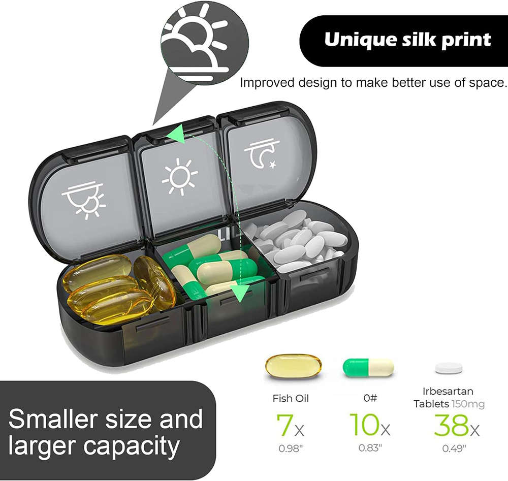Portable Weekly Pill Organizer 3 Times a Day with 7 Daily Large Pill Box