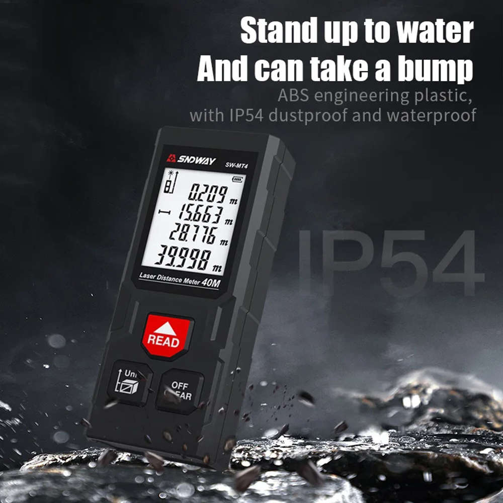 40M Handheld Digital Laser Distance Meter with Backlit LCD Display