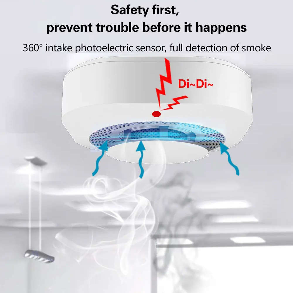 Portable 433MHz Wireless Fire Smoke Detector For Home Kitchen Security