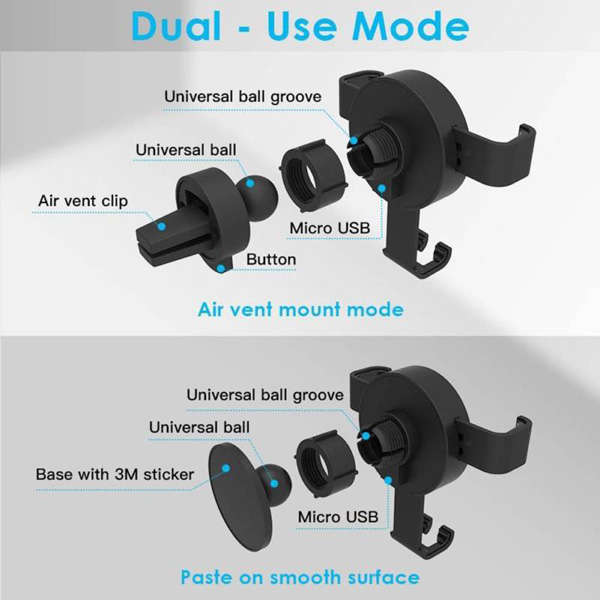 Qi Wireless Car Fast Mount Charger & Holder for iPhone Samsung