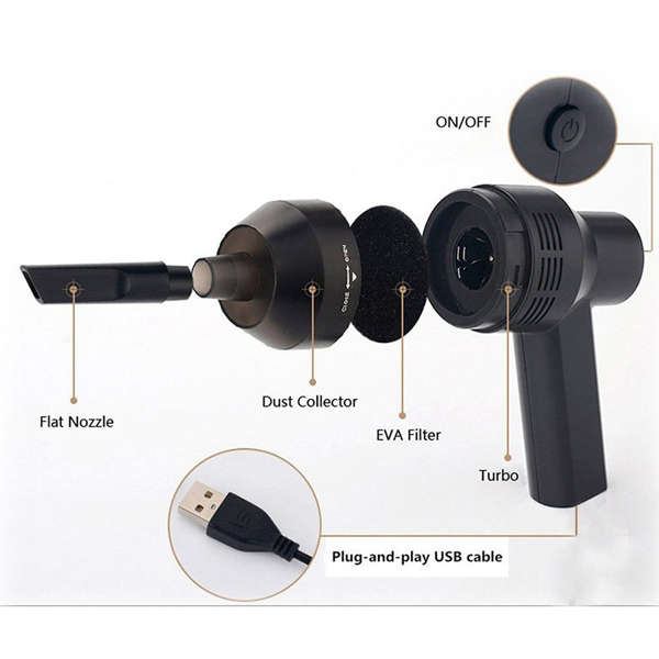 Portable Handheld USB Keyboard Vacuum Dust Cleaner for Laptop Desktop PC