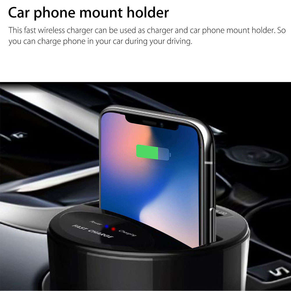 Hands-free Qi 2 in 1 Function Fast Wireless Car Charger