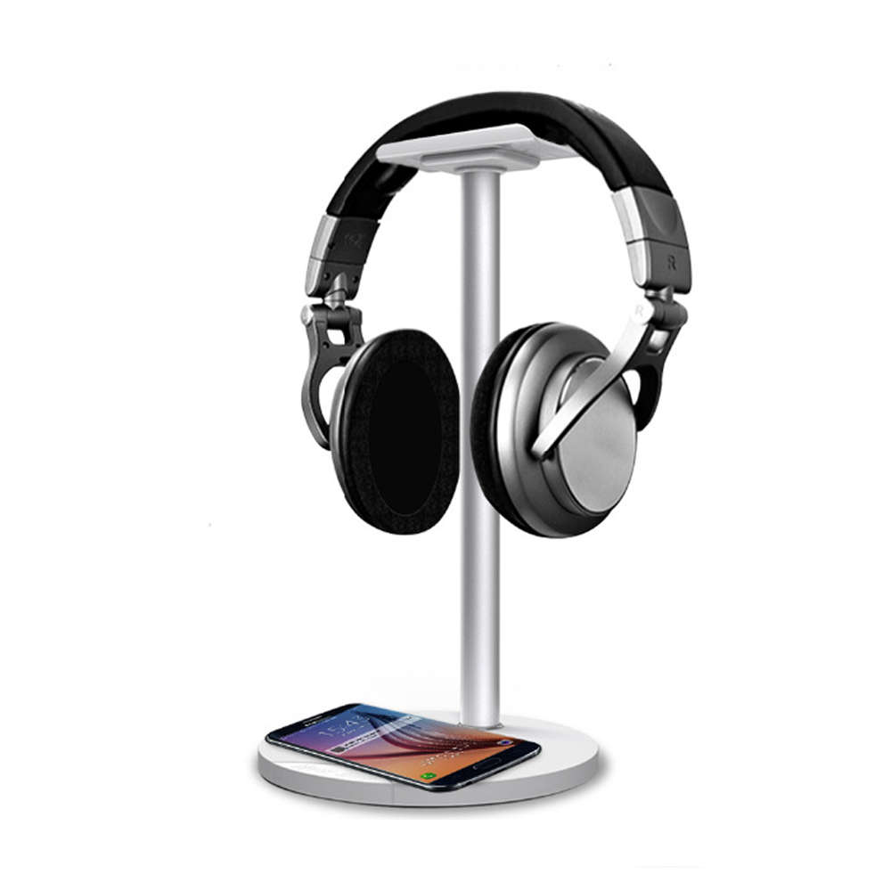 Wireless Charging Dock With Headphone Stand-White