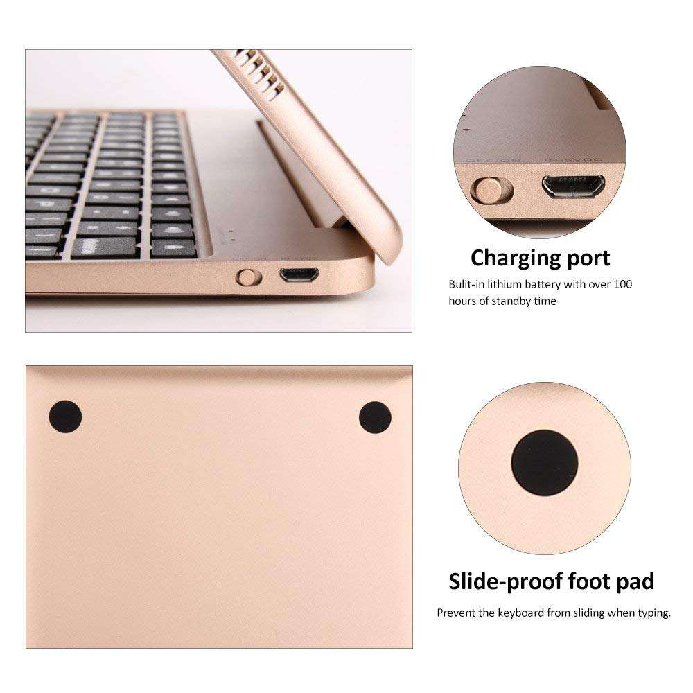 Wireless Bluetooth Keyboard Case for ipad air 2 Pro 9.7-Gold