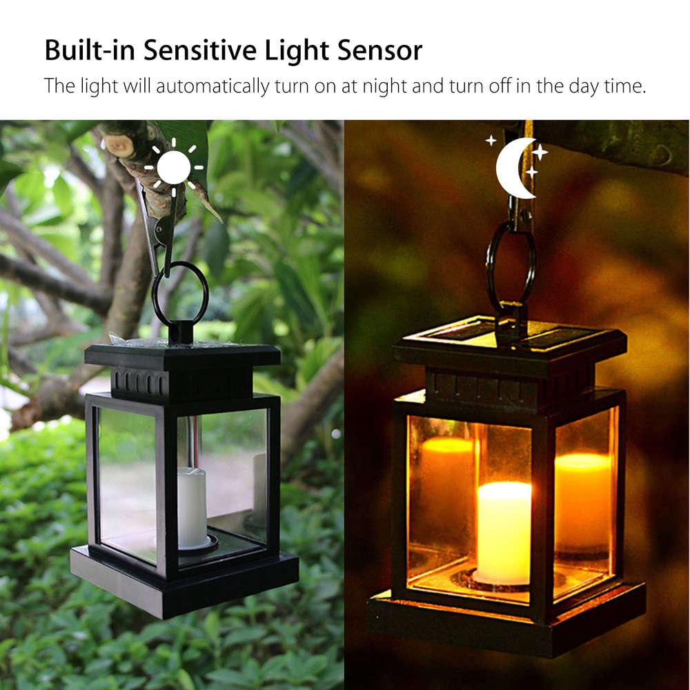 Garden Solar Powered LED Candle Table Lantern Hanging Light
