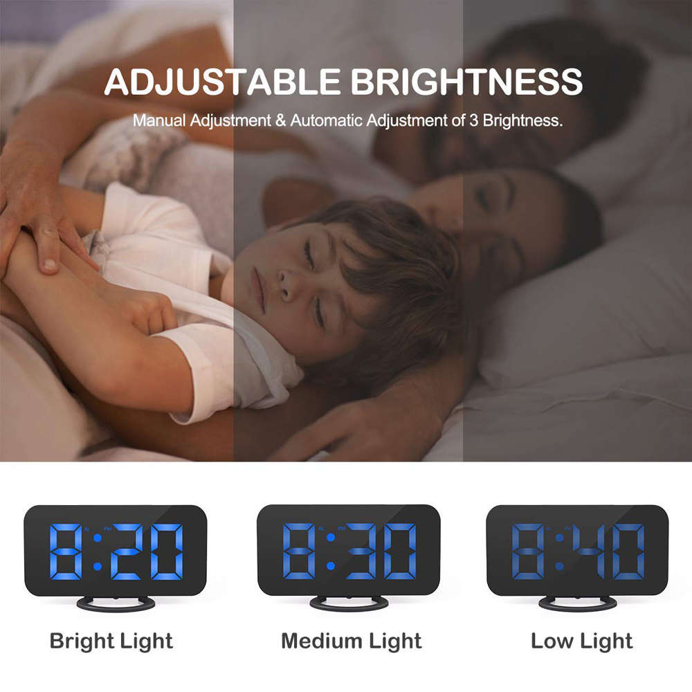 Large LED Display Digital Alarm Clock with Dual USB