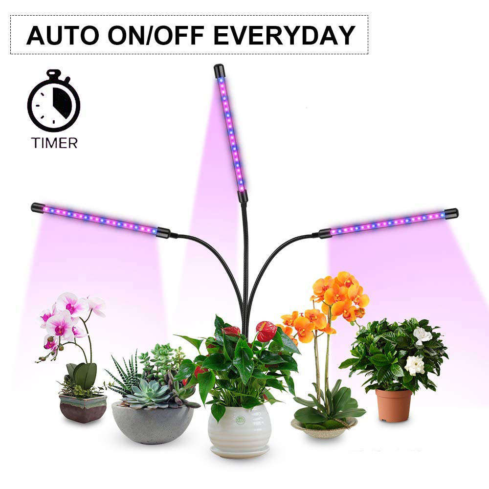30W Auto ON/Off 3 Head Timing LED Plant Grow Light