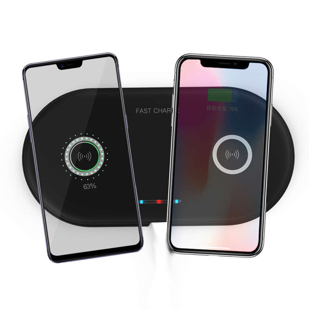 Dual 5W QI Wireless Charger base For iPhone Samsung