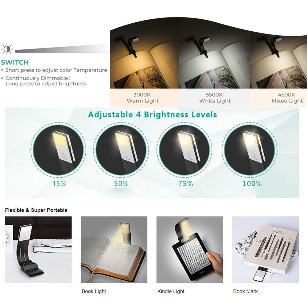 USB Rechargeable LED Reading Book Light For Kindle
