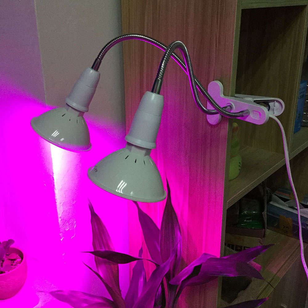 Dual Head 200 Led Plant Flower Grow Light Set with Desk Clip Holder