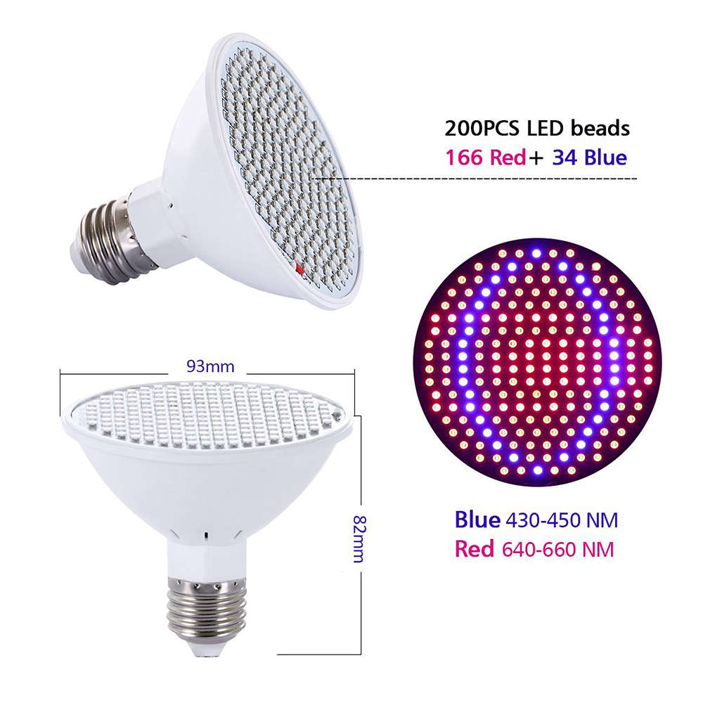 Full Spectrum 200 LED Plant Grow Light Bulb