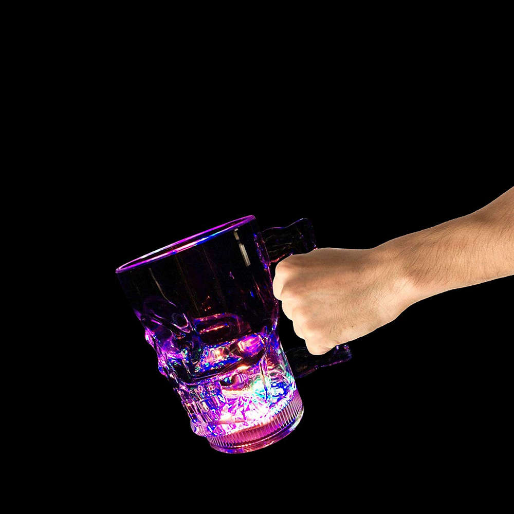 400ML Skull Beer Mugs Color Changing Water Sensing LED Beer Cup