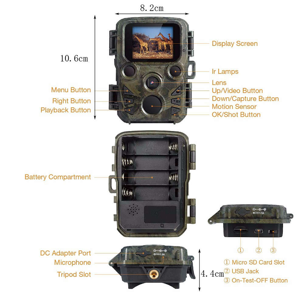 12MP 1080P HD Mini Size Wildlife IR Trail Night Vision Hunting Camera